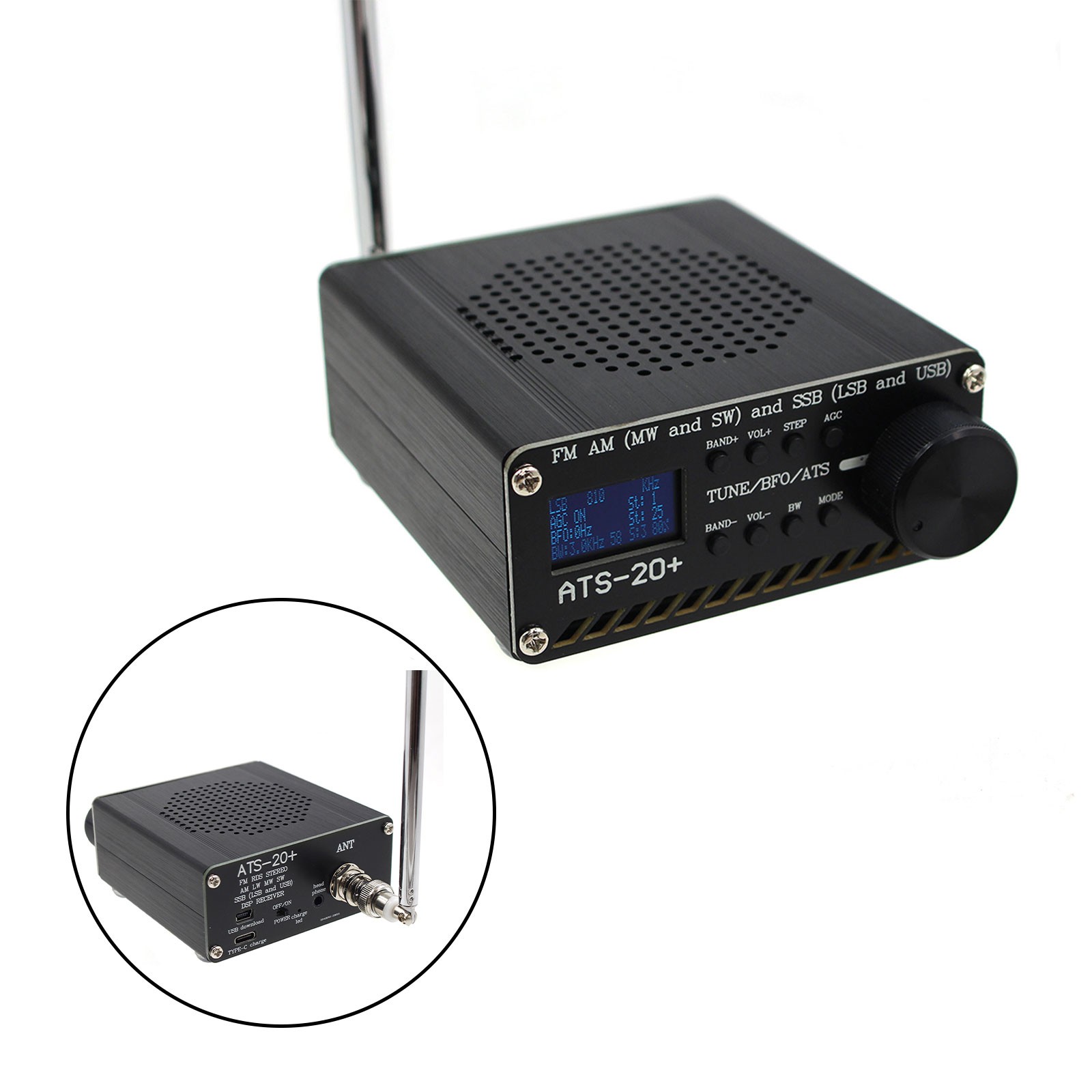🚀Upgraded ATS-20+ Radio Receiver FM AM (MW & SW) SSB (LSB & USB) With Battery`