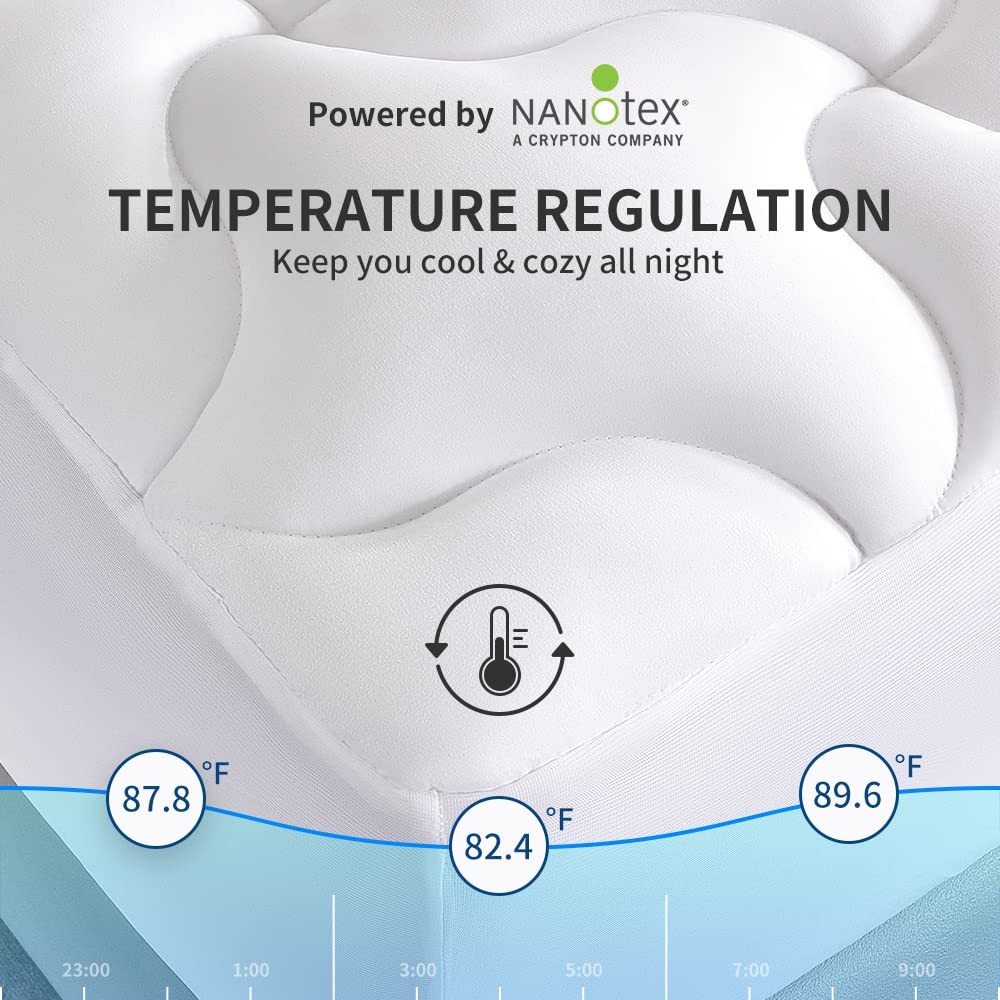 SLEEP ZONE Cooling Mattress Topper Short Queen Queen, White