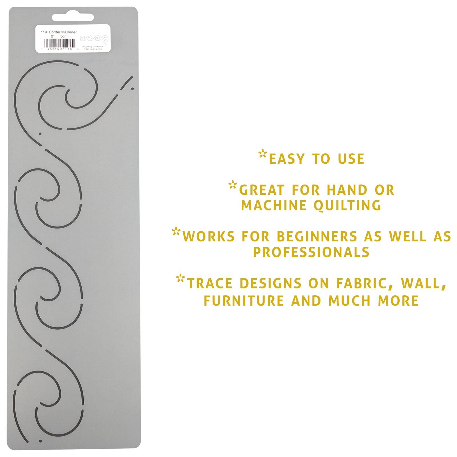 Quilting Stencil Wavy Quilt Pattern Border W/ Corner 2" Continuous Line Stencil