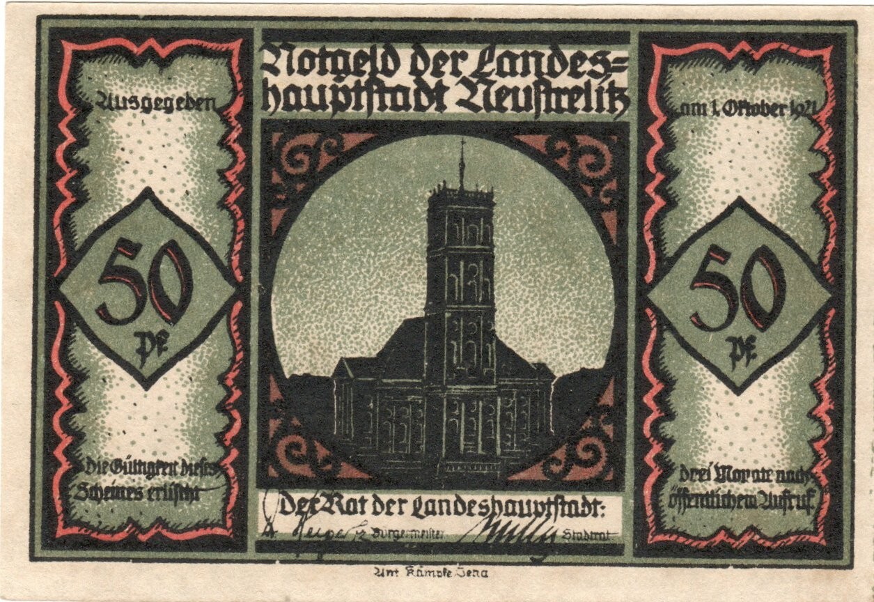 Notgeld Neustrelitz (Germany) 50 Pfennig GRA969.2 4/6