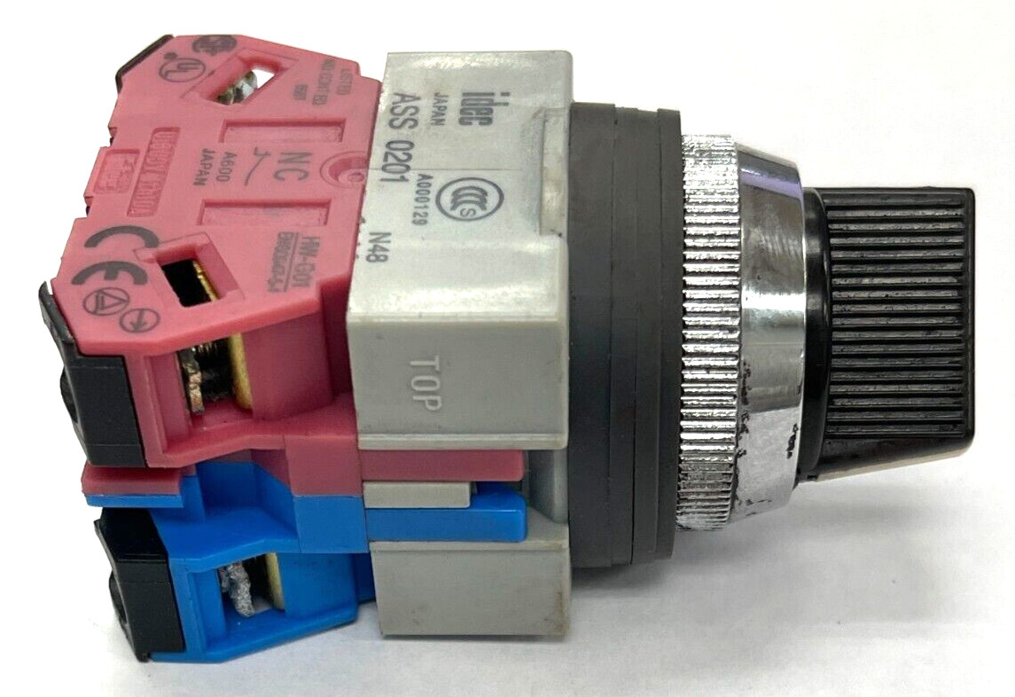 IDEC SELECTOR SWITCH ASS-0201 22MM 2 POSITION W/ IDEC NO & NC CONTACT BLOCK