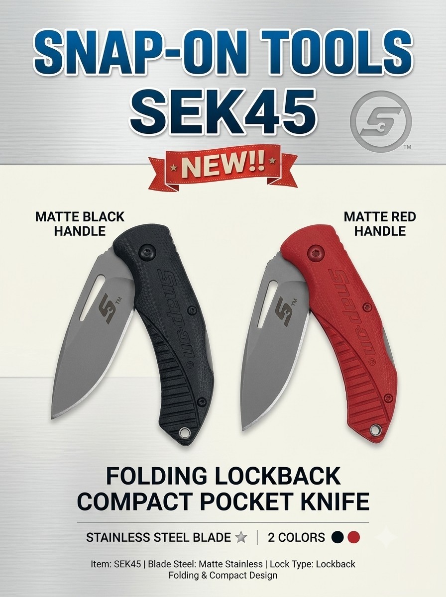 snap on tools folding lockback pocket knife stainless steel blade 2 colors NEW!!