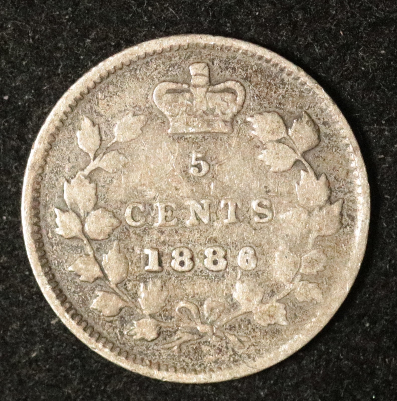 Canada 1886 5 Cents - Silver - Victoria - Large Crude 6!