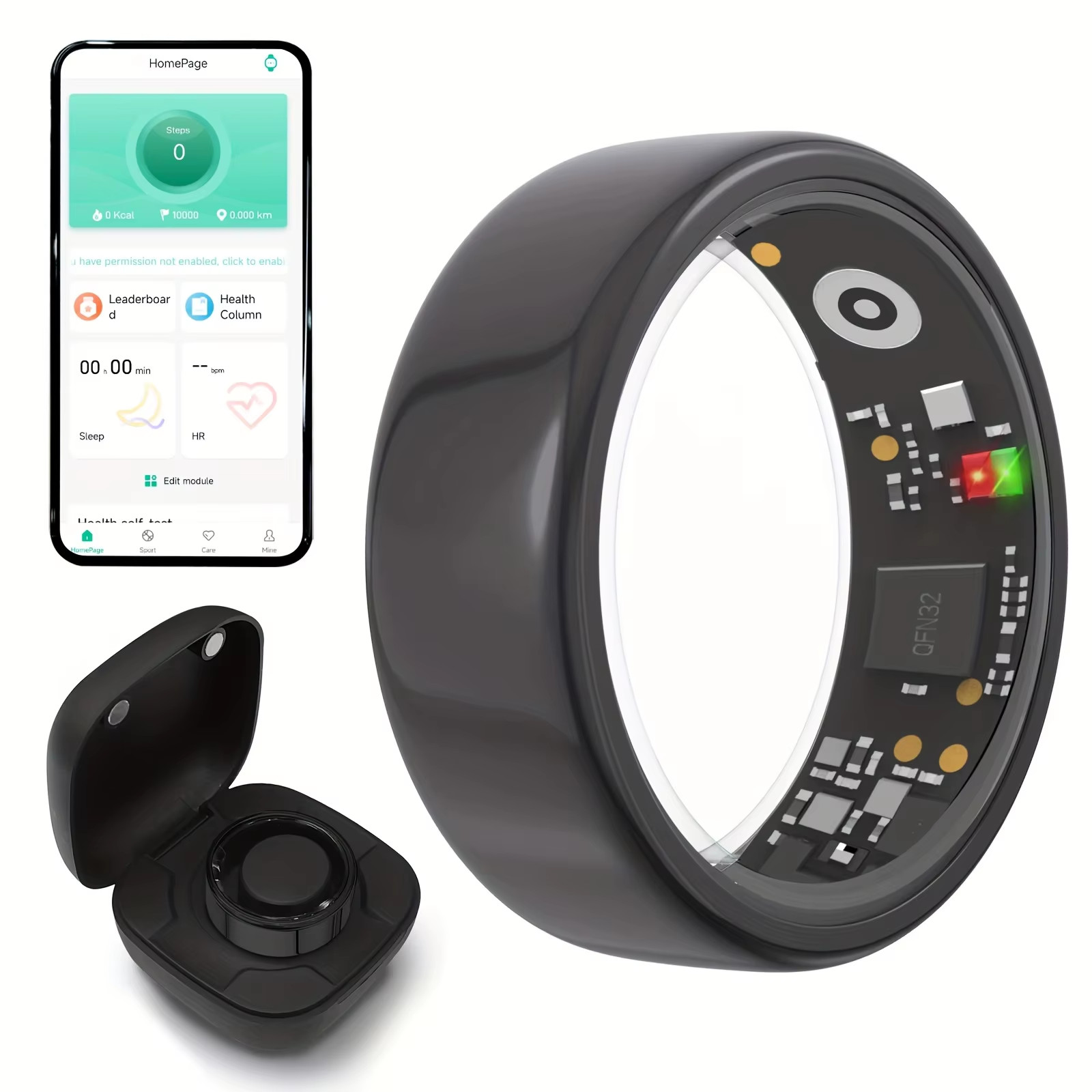2025 New Smart Ring Heart Rate Blood Pressure Sleep Monitoring Motion Tracking..