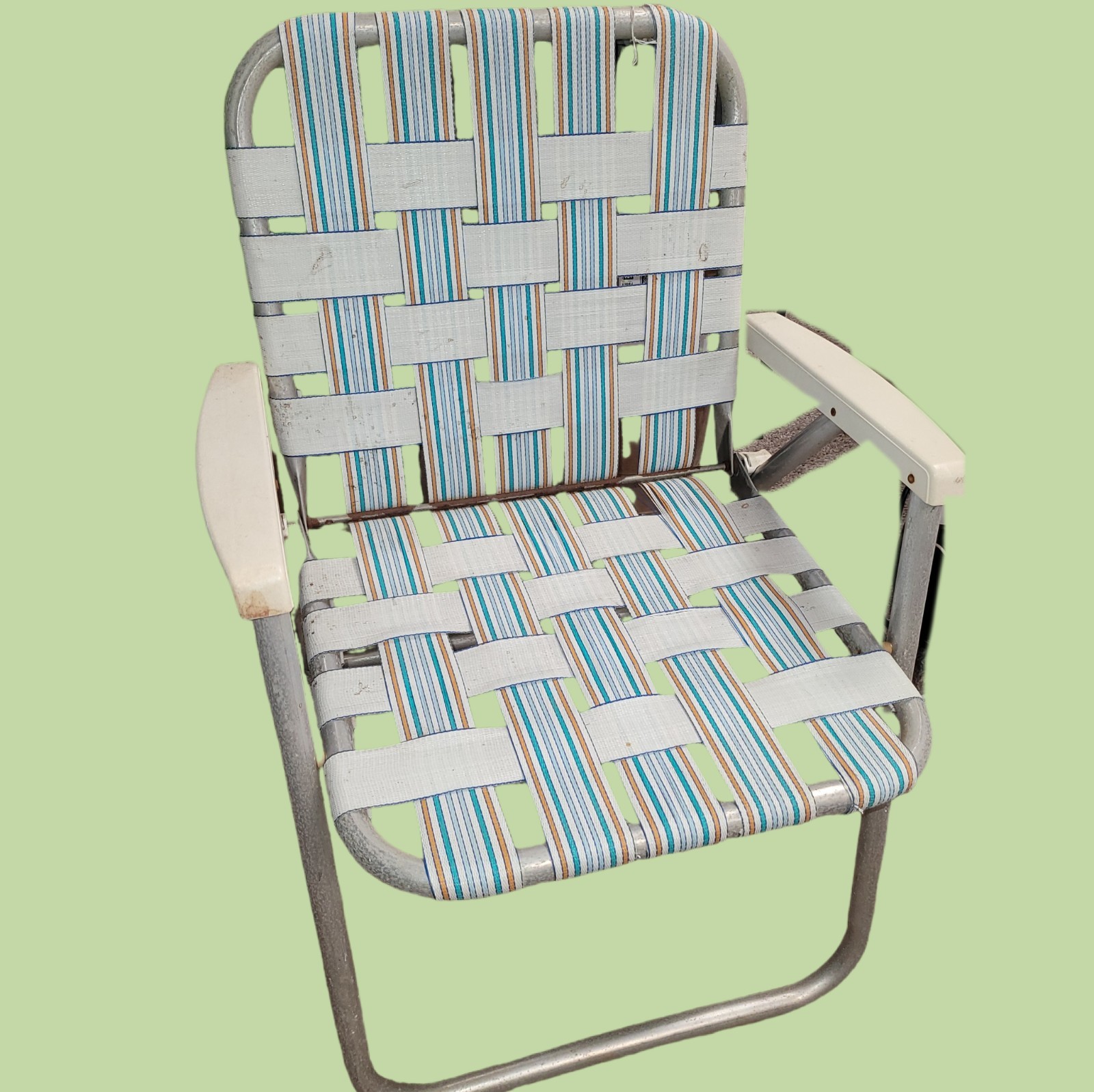 Aluminum Lawn Chair Outdoor Folding Chair Nylon Web Vintage
