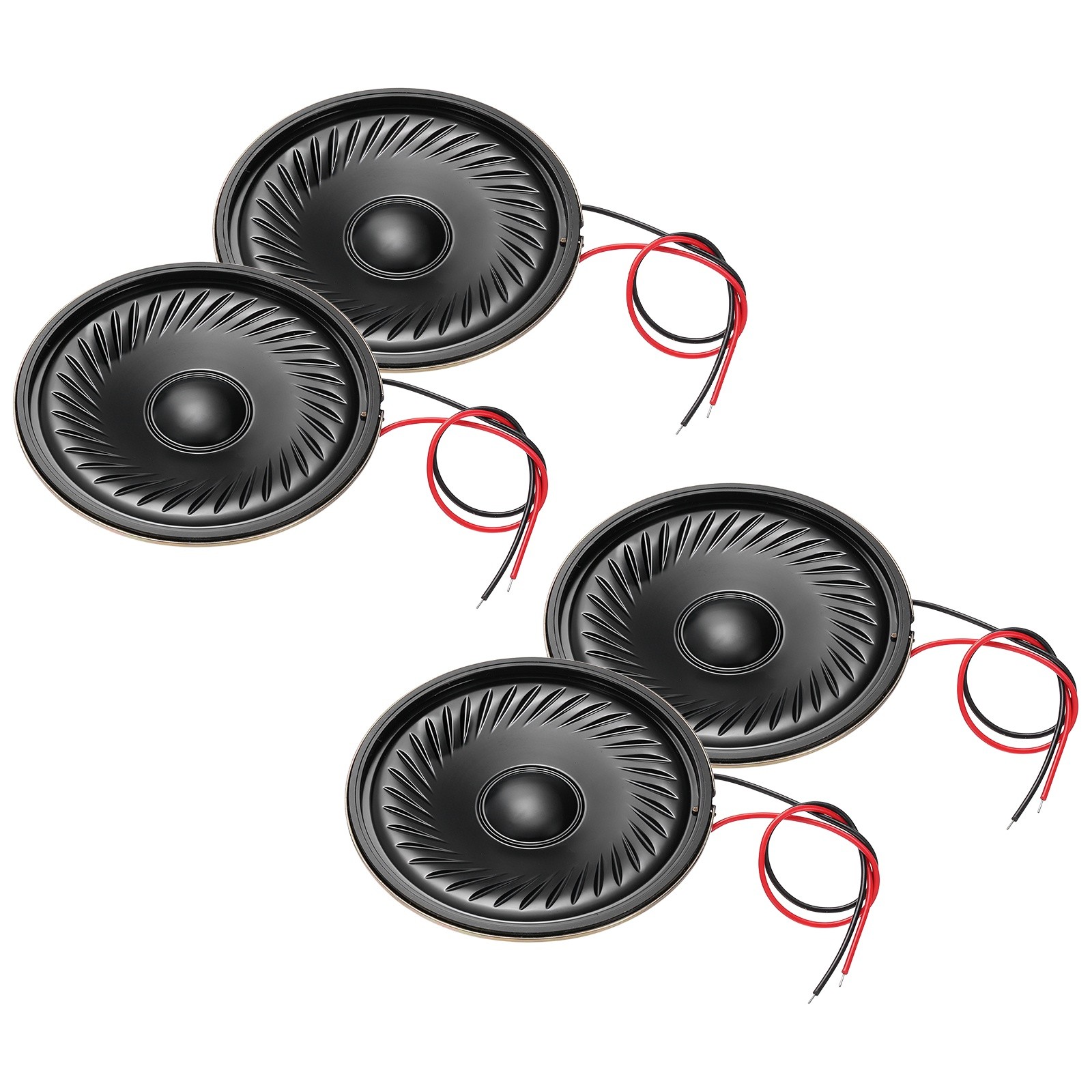 4 Pcs 0.5W 8 Ohm Small Speakers Metal Round Speaker with Wires, 50x7mm Black