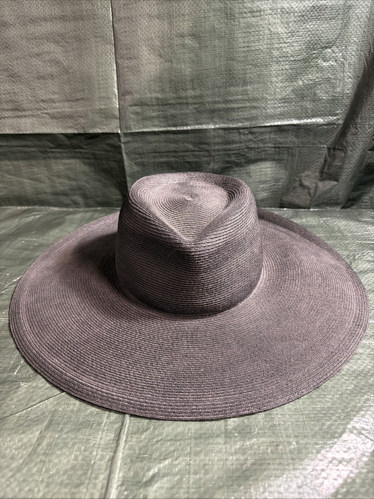 ERIC JAVITS Black Natural Straw Wide Brim Fedora Beach Sun Vacation Sun Protect