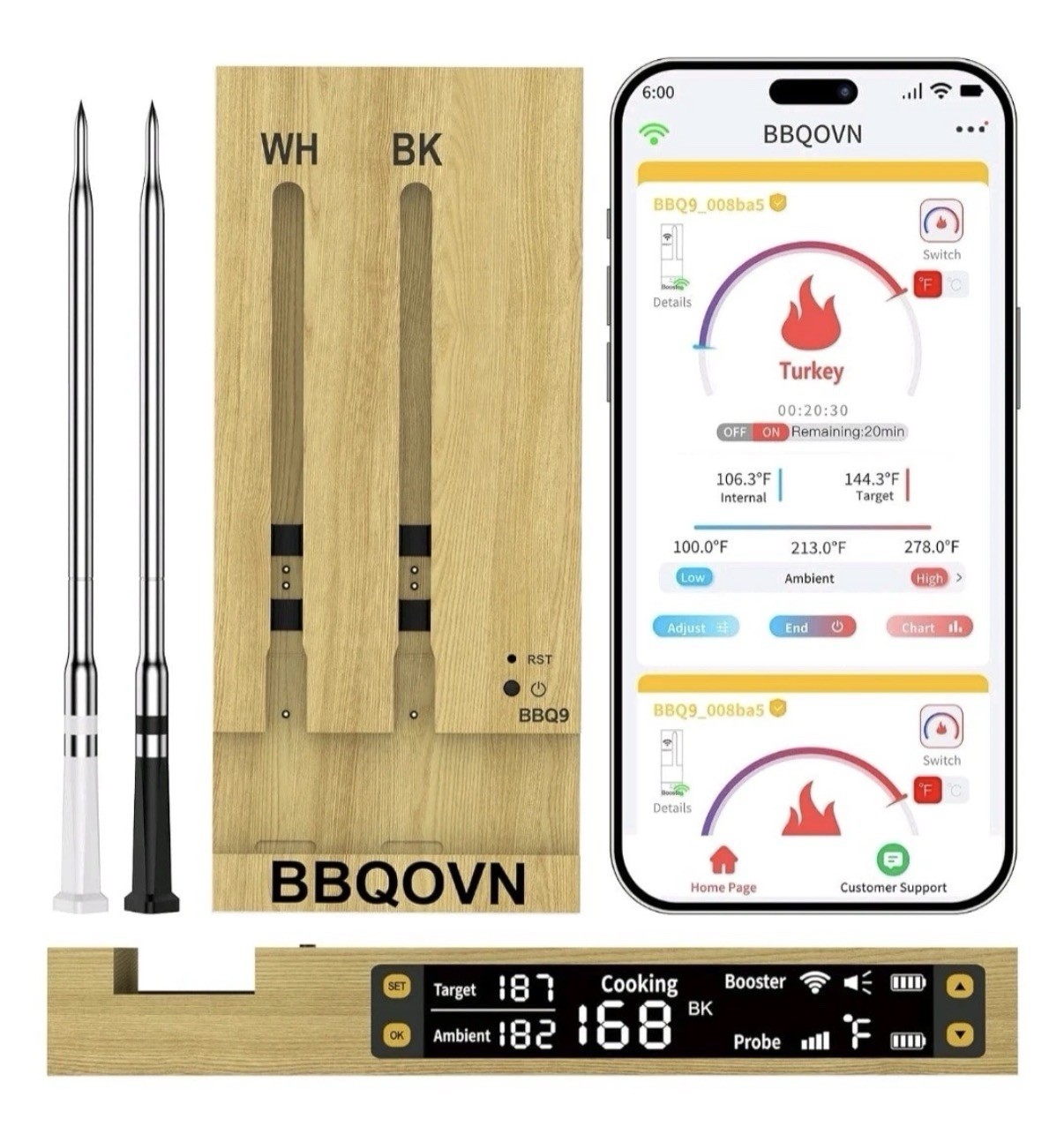 WIFI Wireless Meat Thermometer Unlimited Range 7 NIST Certified Accuracy