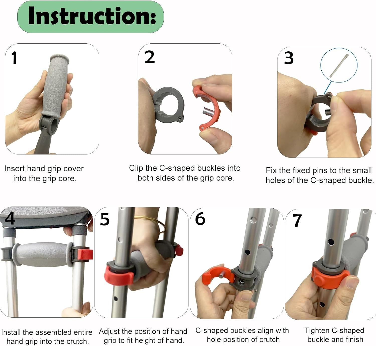 Crutch Solid Hand Grips Kit - 2 Durable Replacement Handles for Comfort & Safety