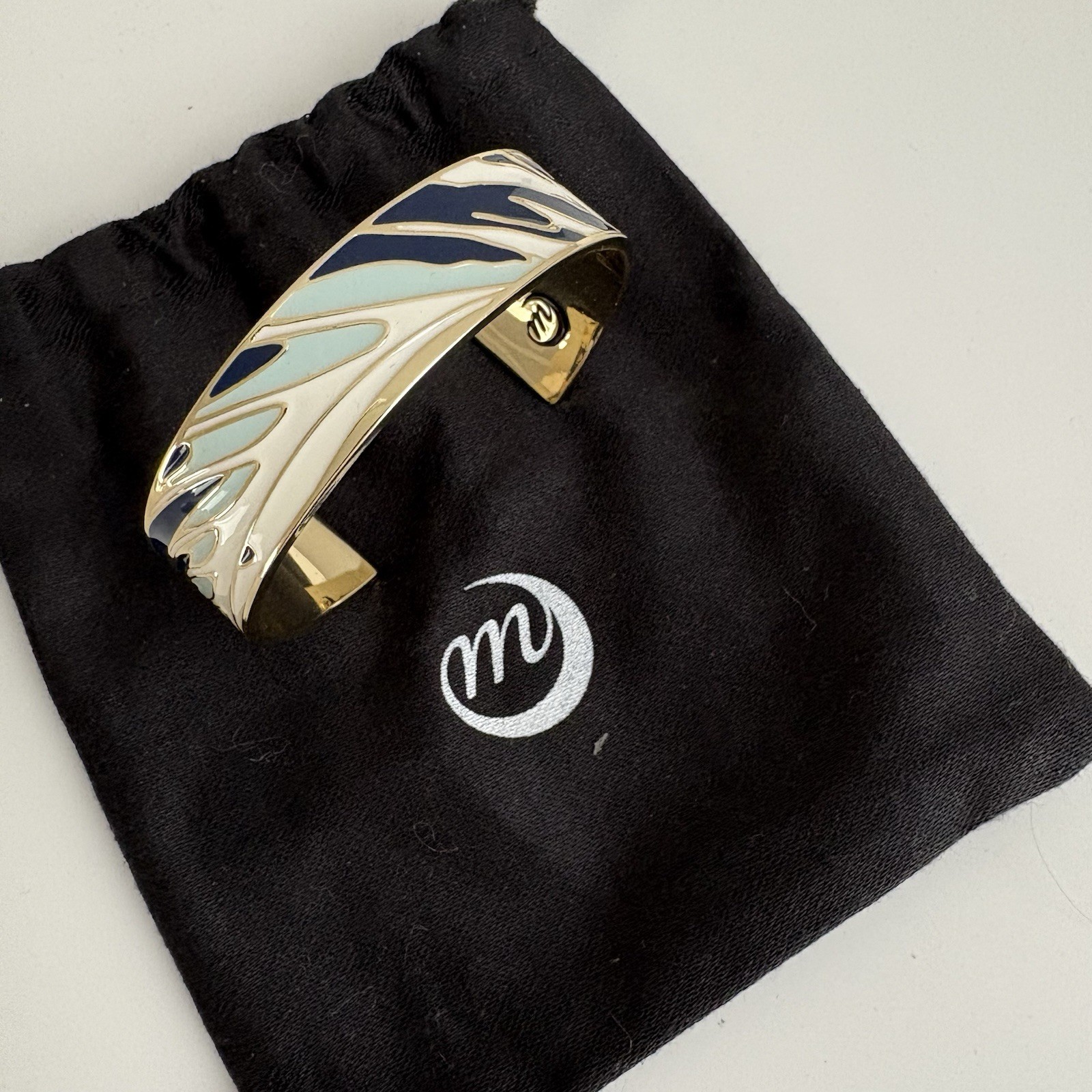 Brass and Resin Hokusai The Great Wave Bangle Bracelet Art to Wear