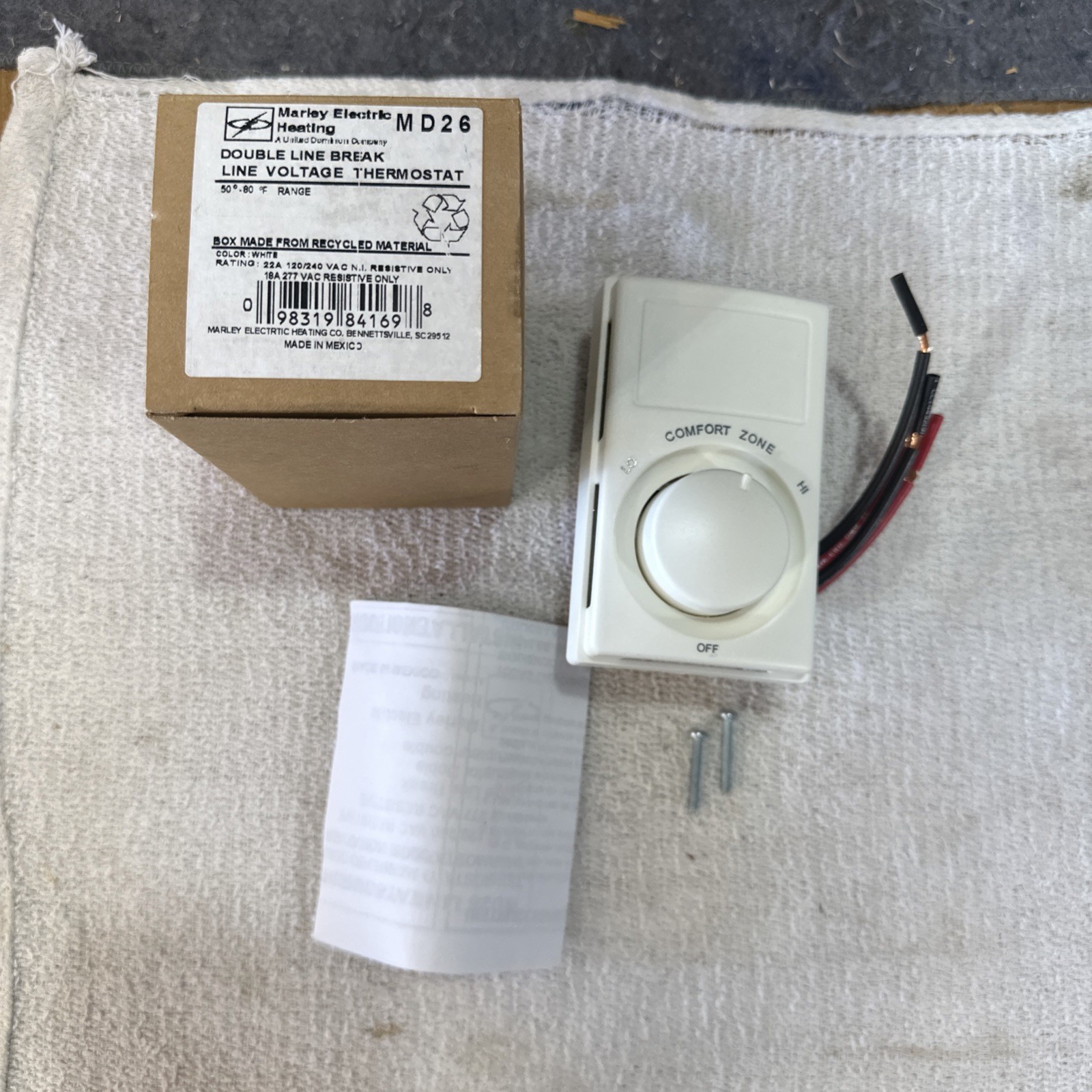 Marley Electric Heating MD26 Double Line Break Line Voltage Thermostat 50F-80F