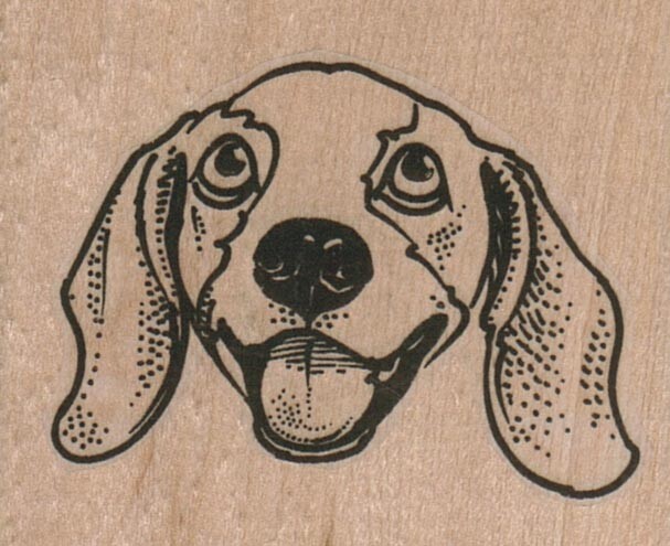Dog Face Looking Up 2 1/4 x 1 3/4" Rubber Stamp, Animal Stamp, Dog Stamp