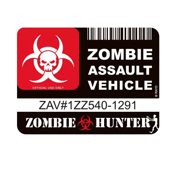Zombie Assault Vehicle License Sticker Decal