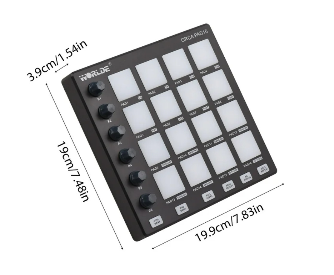 WORLDE MIDI Pad Beat Maker, USB MIDI Keyboard Controller With 16 Drum Pads for B