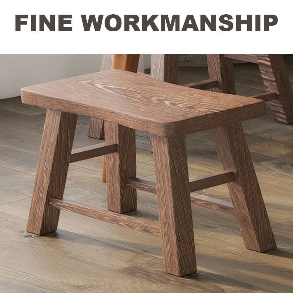 Portable Retro Kitchen Small Bench Wooden Stool Plant Stand Rustic Home Decorati