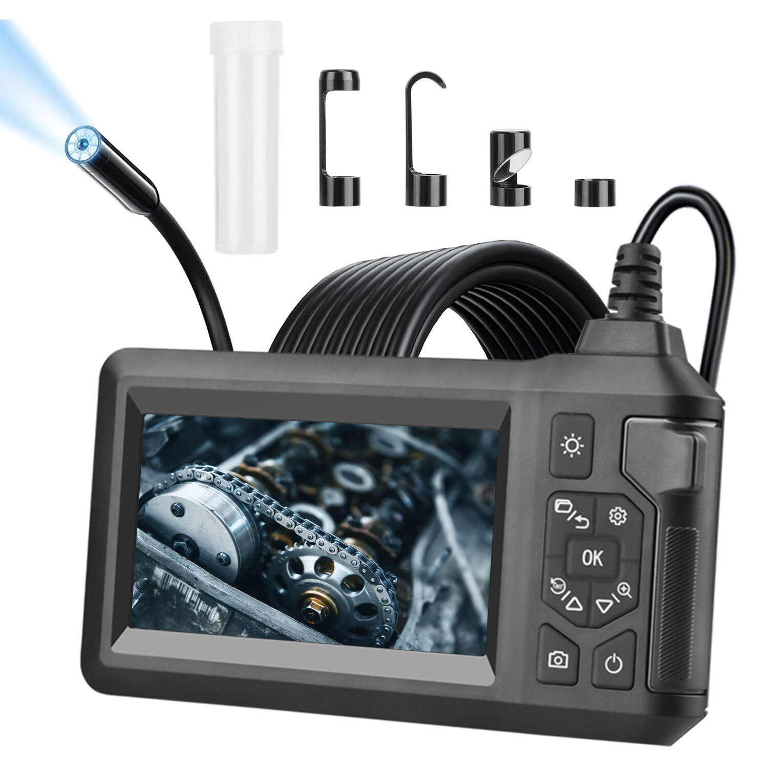 1080P Endoscope Camera 4.3'' Screen Borescope Inspection Snake Camera 16.4FT