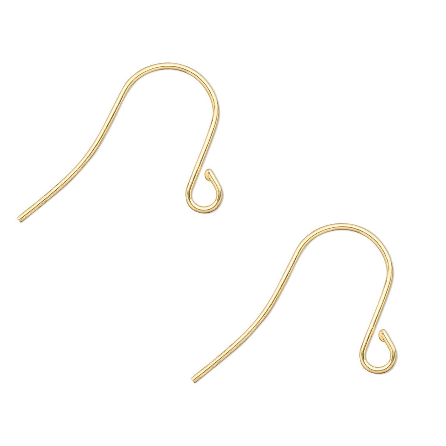 Earring, 100 Gold Plated Brass 15mm Fishhook Ear Wire 21 Gauge with Open Loop