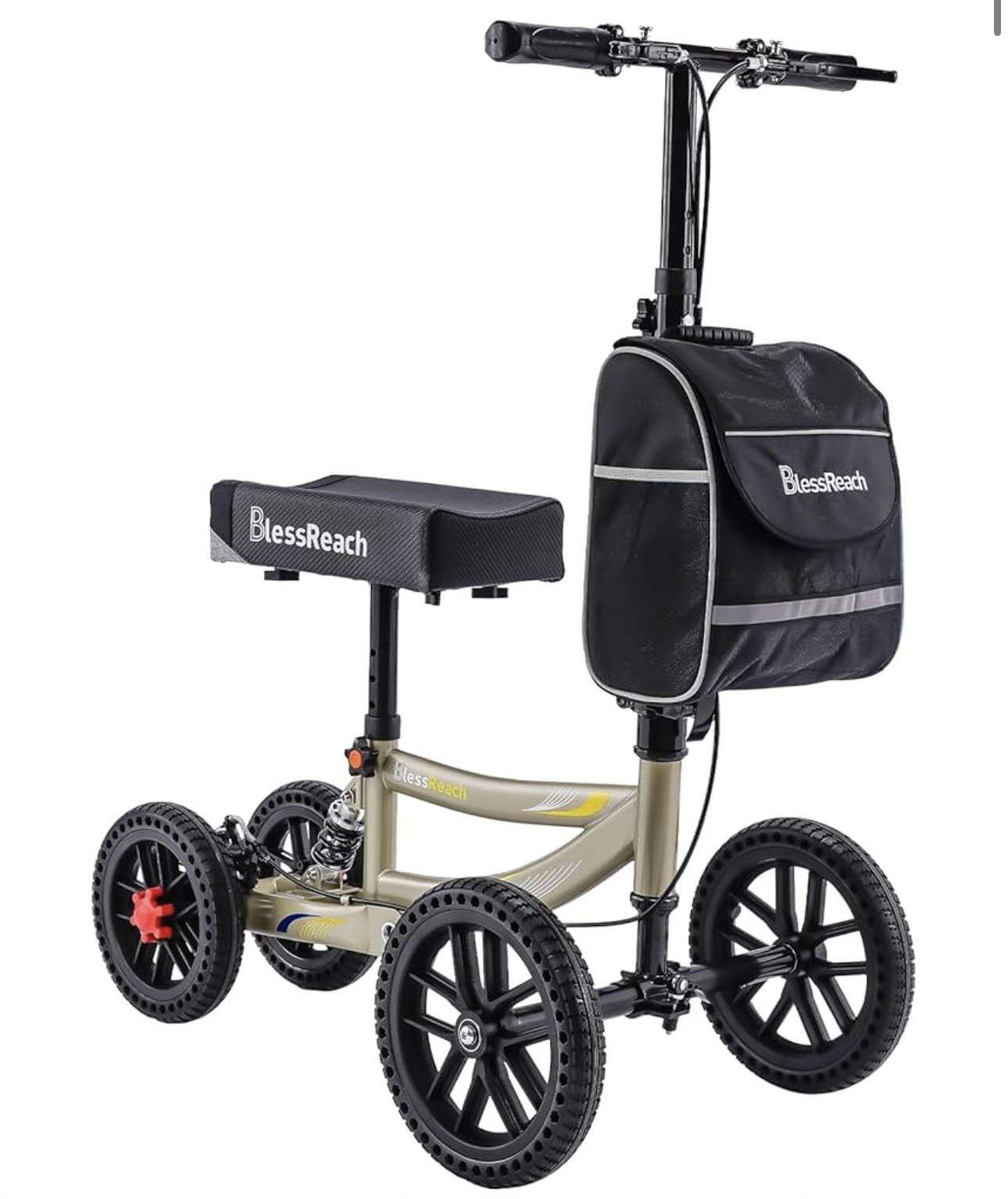 BlessReach All Terrain Knee Scooter Walker Disc Brakes, Champagne WB-2201T