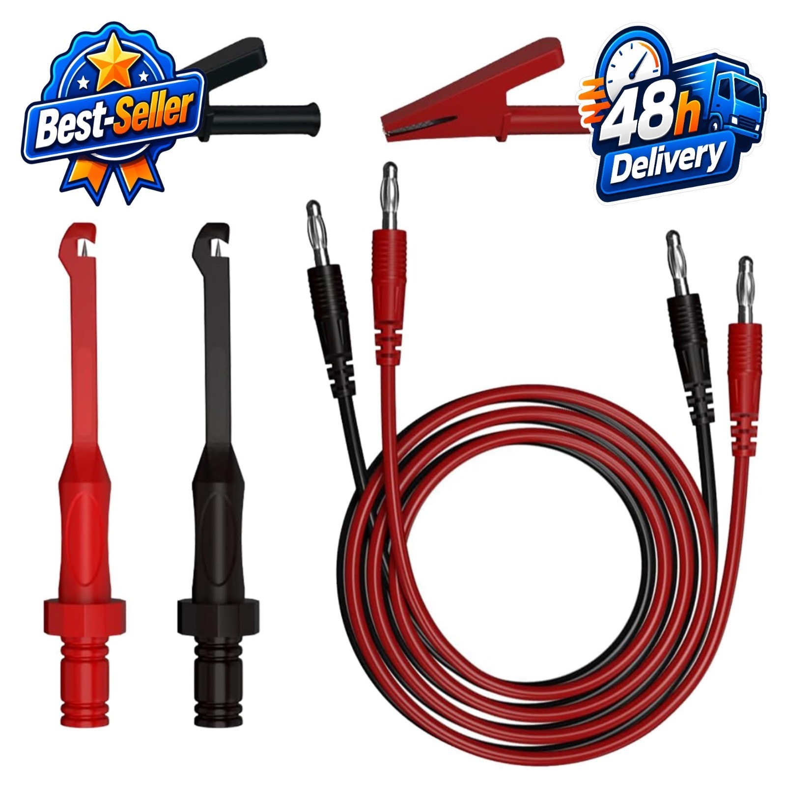 6PCS Multimeter Test Leads Set with Alligator Clips & Probes