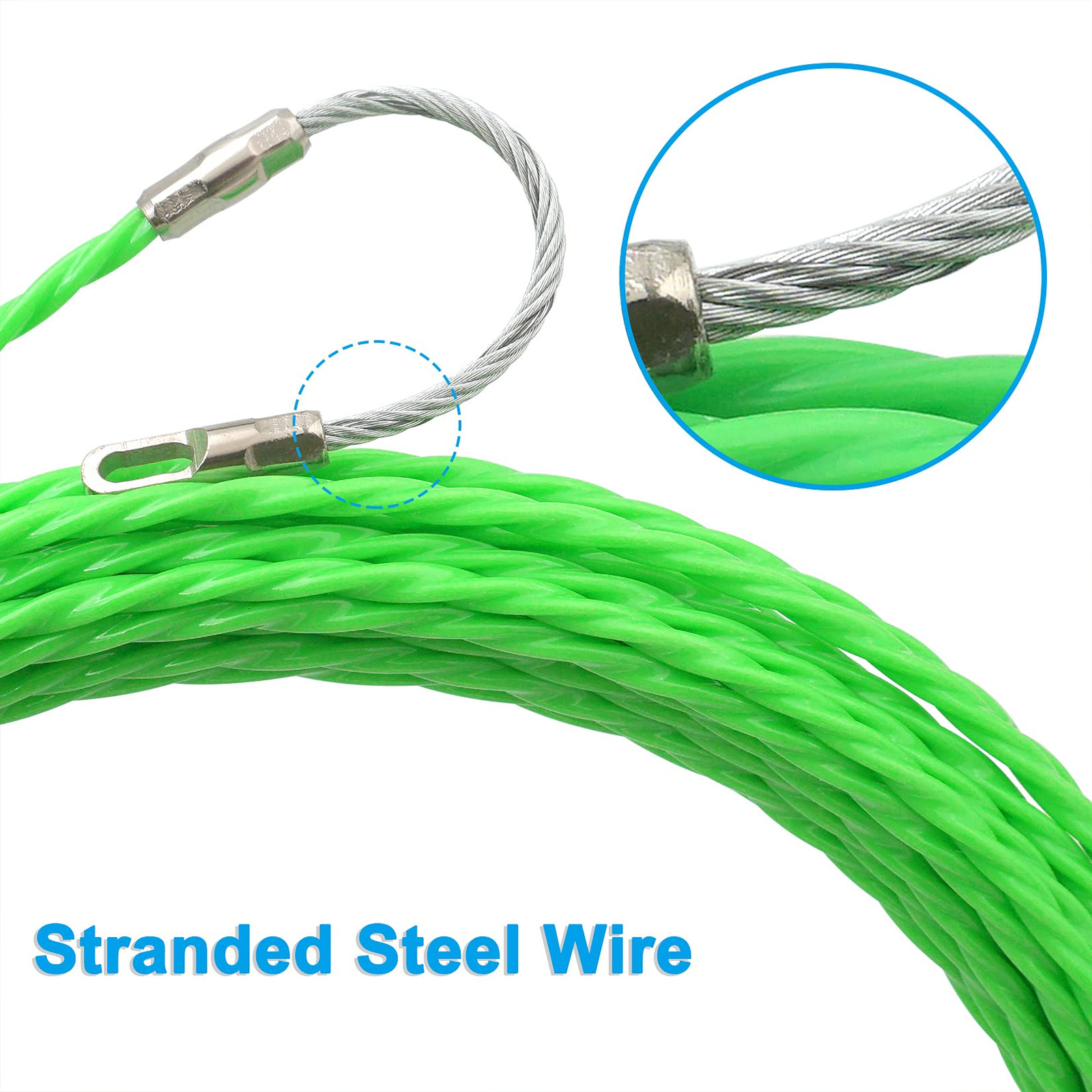Fish Tape 49FT Wire Fishing Tools Cable Pulling Wire 4.5mm Diameter, Ideal fo...