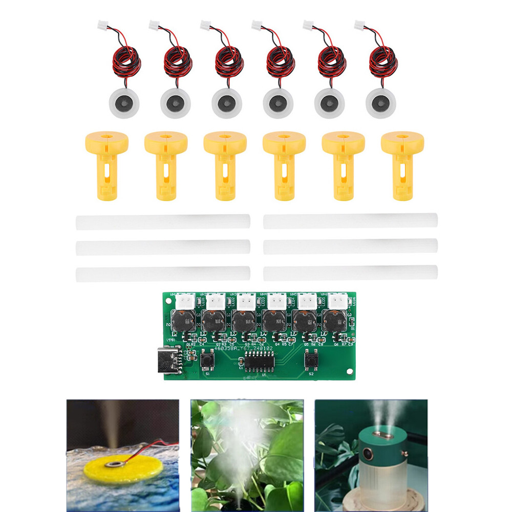 Type-C DC 5V DIY Ultrasonic Mist Maker 6 Channel Atomizing Module Humidifier