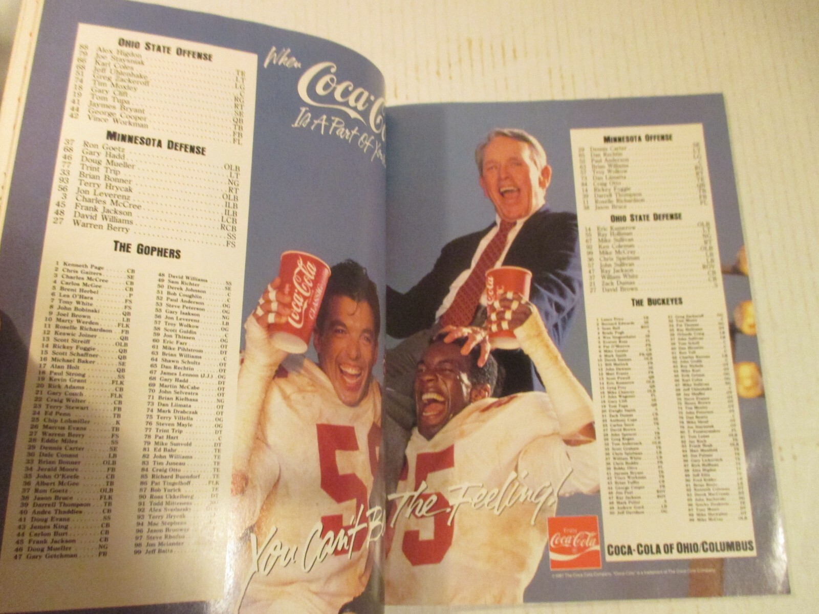 Ohio State Buckeye Football Program Oct 24 1987 Vs. Minnesota official program