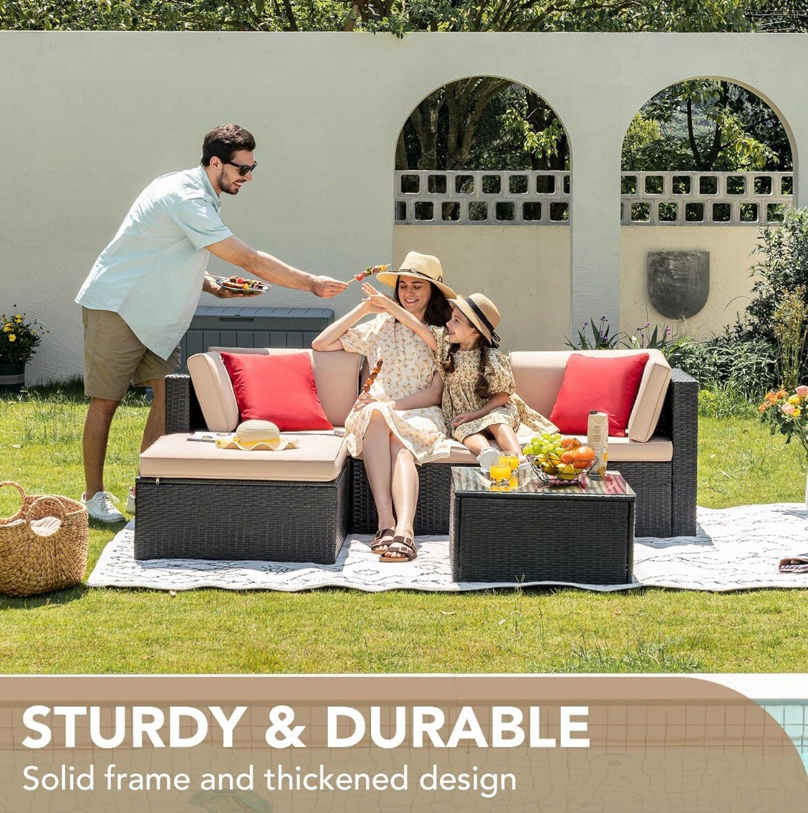 DEVOKO 5 PEICE ALL WEATHER OUTDOOR FURNITURE SET