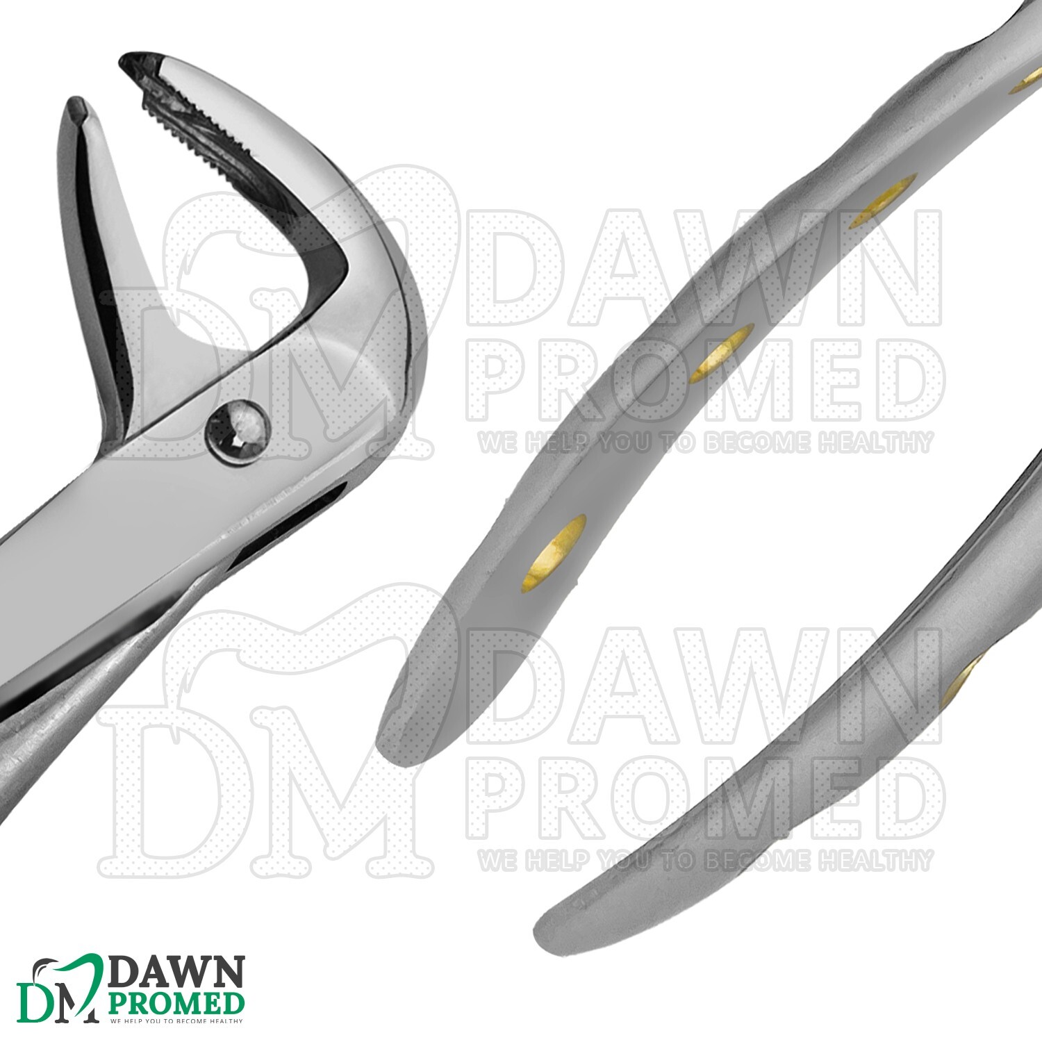 Dental Extracting Forceps #F4 Gold Hollow Python Grip Handle German Grade
