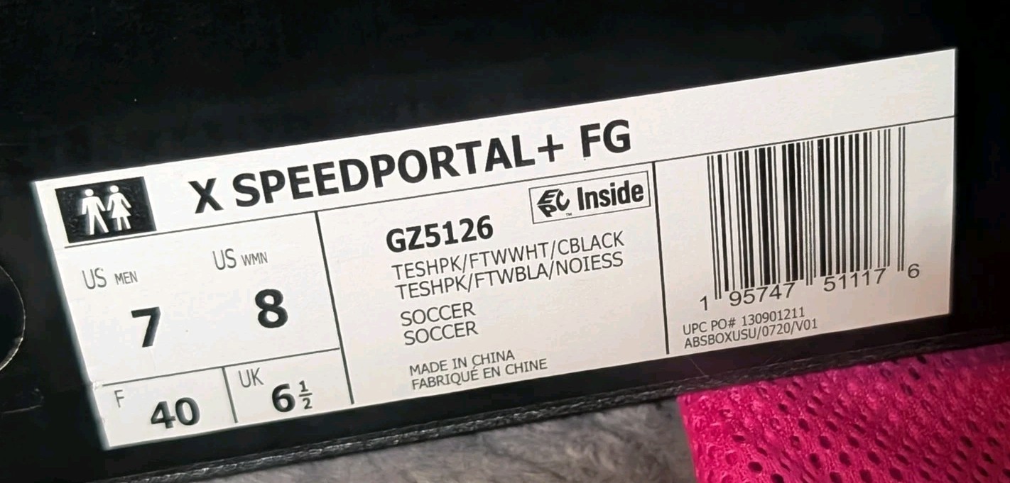 Adidas X Speedportal + FG Pink Black Soccer Cleats GZ5126 Men's 7 Women's 8