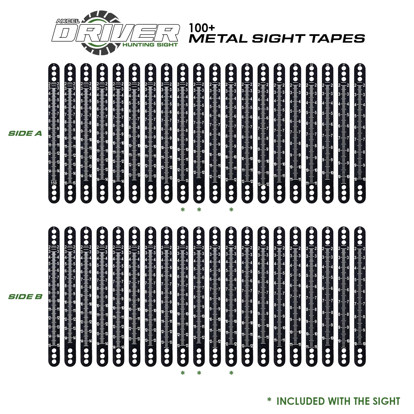 Axcel Driver Metal Sight Tapes 100+ - Slotted (Scales 23 & 24)