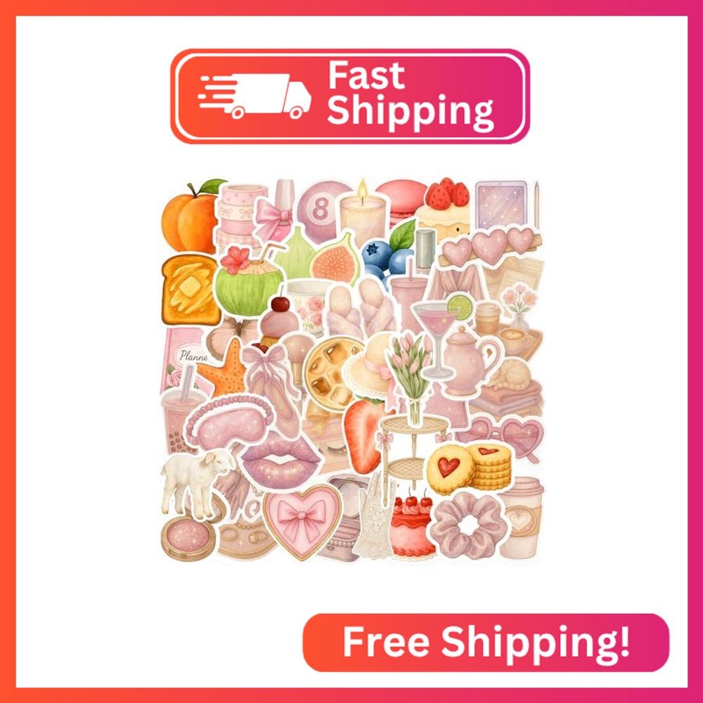 100PCS Aesthetics Stickers,Trendy Pink Girls Stickers Waterproof Vinyl Decals fo