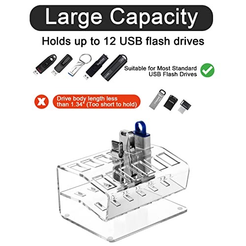 USB Flash Drive Holder Stand USB Memory Stick Storage Organizer, Acrylic USB