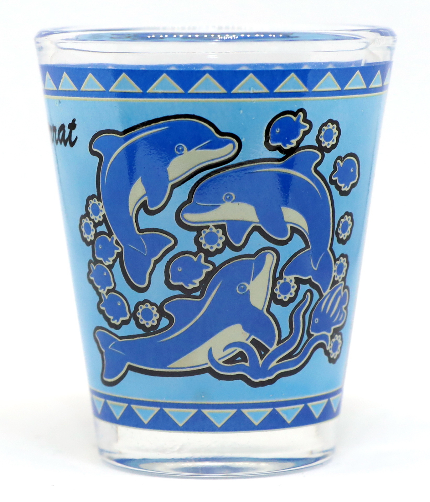 MONTSERRAT DOLPHIN BLUE PARCHMENT SHOT GLASS SHOTGLASS