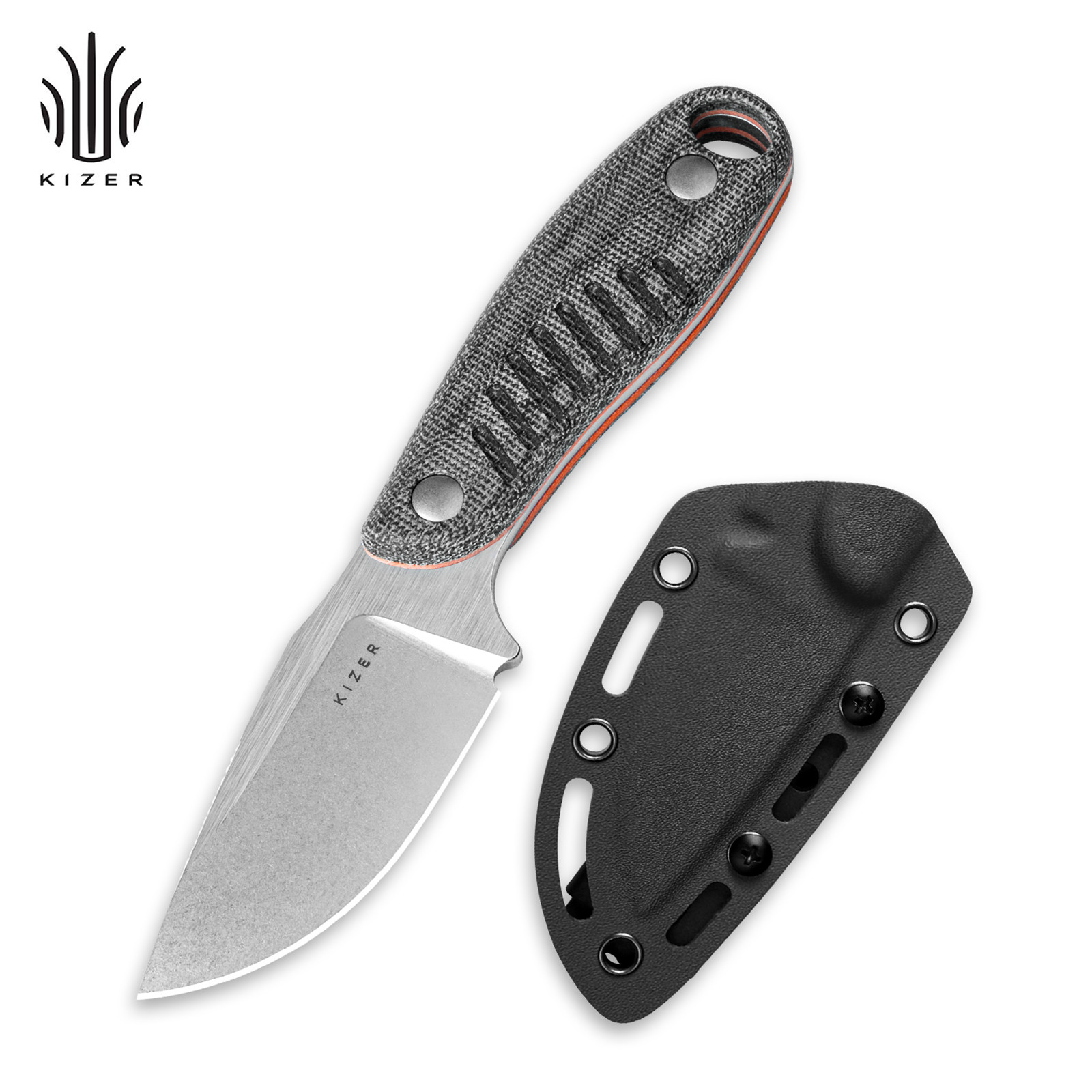 Kizer Hare Clip point Fixed Knife Nitro-V Steel Blade G10 Handle+Sheath 1077A2