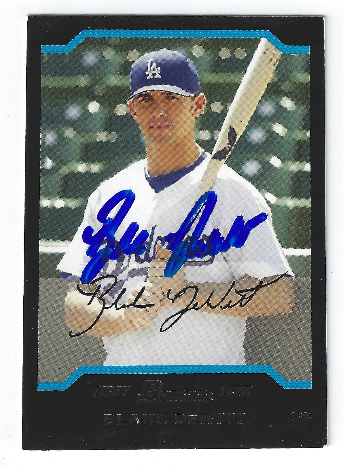 BLAKE DeWITT LOS ANGELES DODGERS SIGNED 2004 CARD CHICAGO CUBS ATLANTA BRAVES