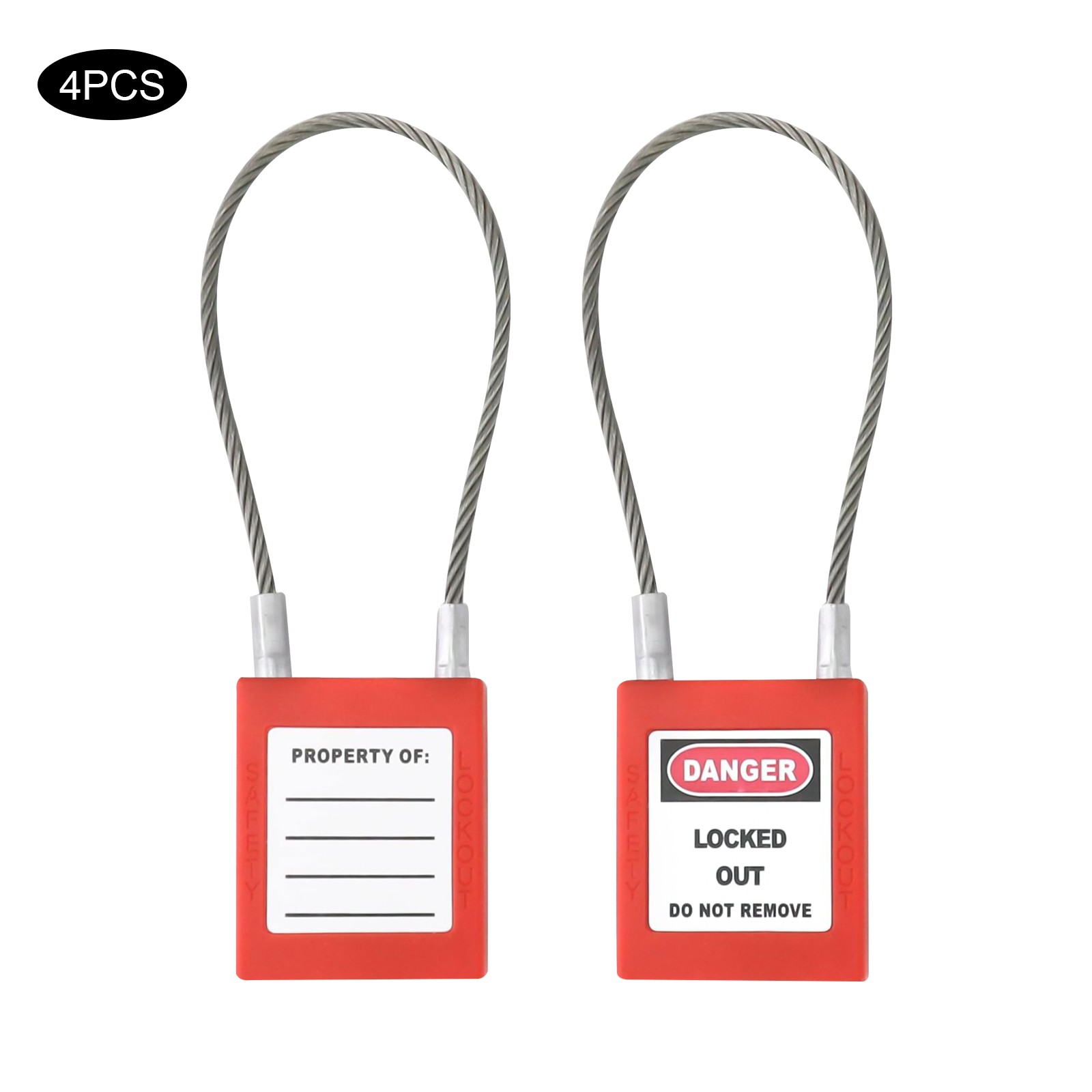 4PCS Cable Padlock with 8 Keys Cable Lock, Lock & Secure, Padlock Wire Lock