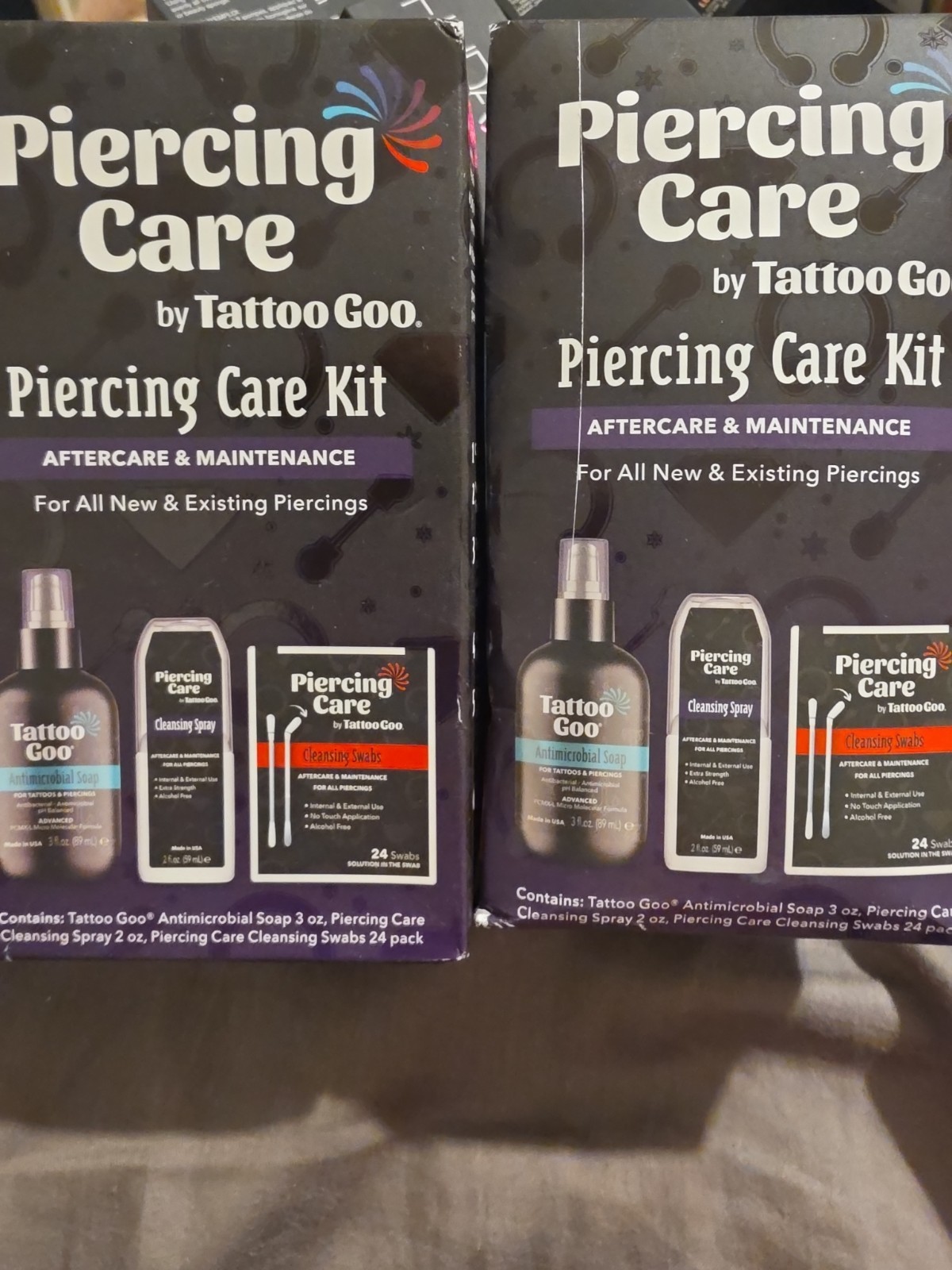 2X Tattoo Goo Piercing Care Kit with Soap Spray Swabs Aftercare Maintenance Set