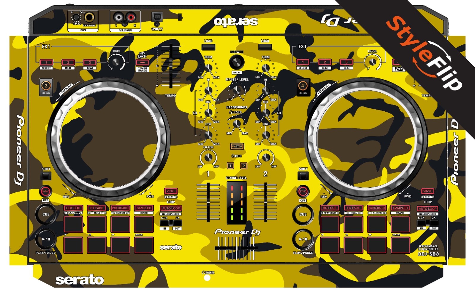 Pioneer DDJ-SB3 Skin | Camo Yellow | Protective Decal | StyleFlip Skins