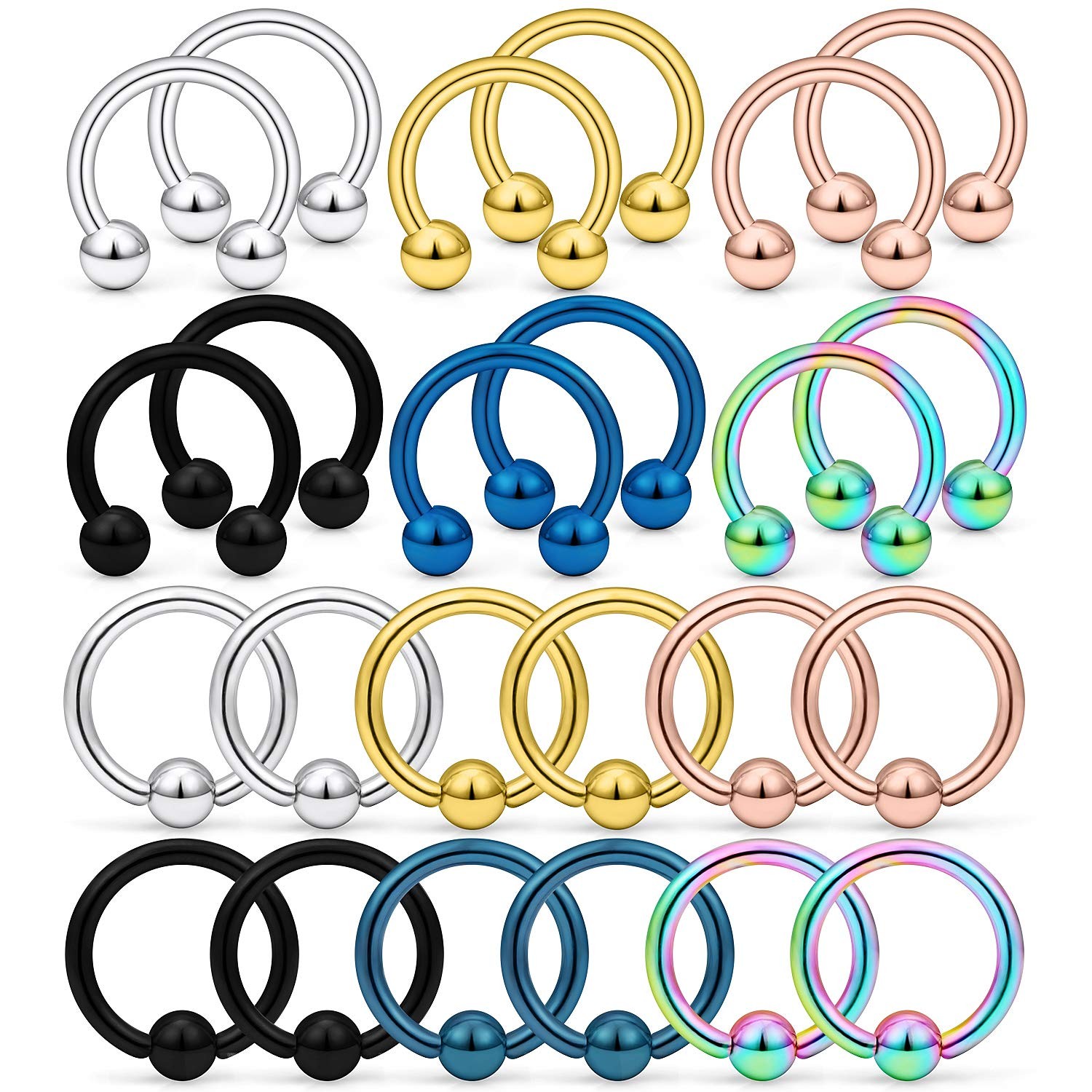 Kridzisw 14G Surgical Stainless Steel Horseshoe 1.6mm,