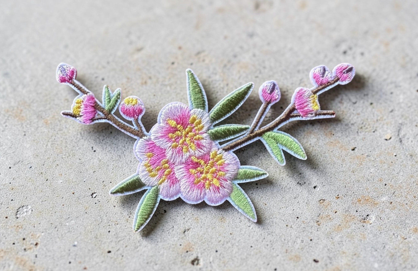 Embroidered Flower iron on patch applique 4 x 2+1/4 inch