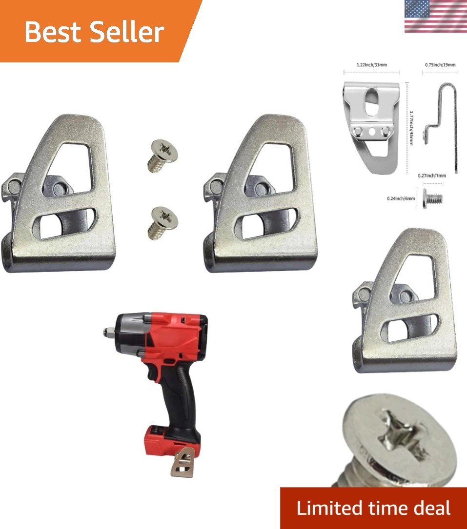 Heavy-Duty Metal Belt Clip Hook Replacement for Impact Driver & Drill 2-Pack