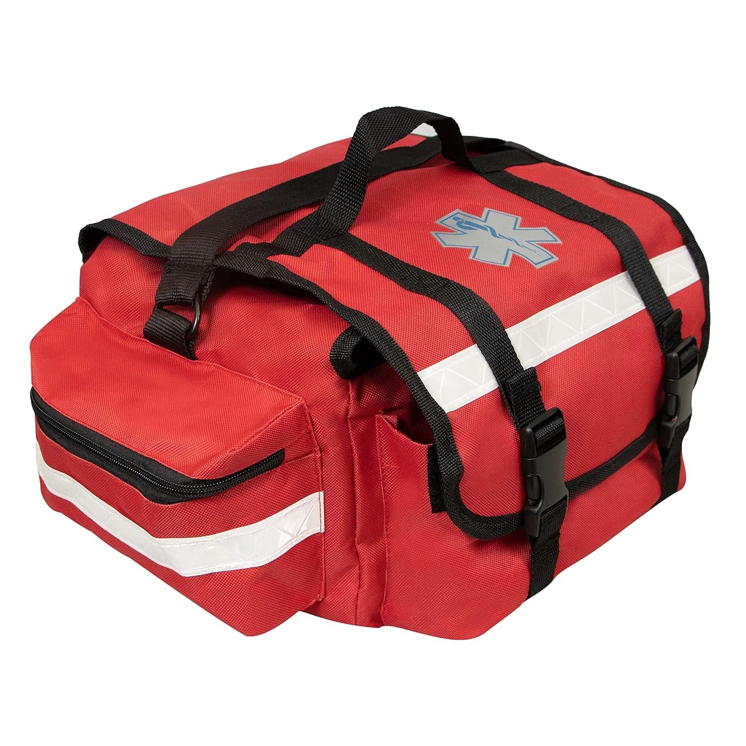 Versatile Red EMT Trauma Bag - 17" x 9" x 7", Multiple Compartments Included