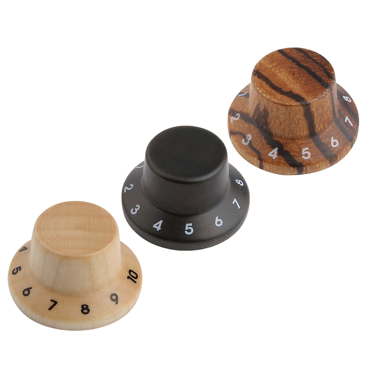 4pcs Zebra Wooden Knobs ST LP Style Bell Knobs Guitar Bass Top Hat Knob 1-10