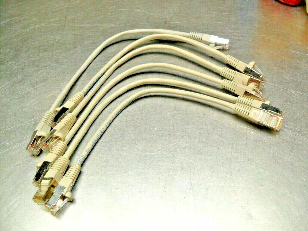 qty 6 -  350Mhz Category 5E Patch Cable (STP) 1FT No Factory Bags
