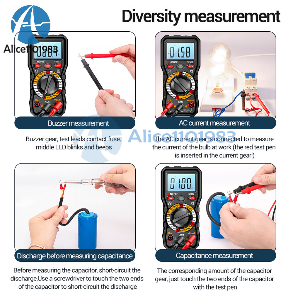 SZ301/SZ302 Digital Multimeter Professional Multimetro Auto Voltmeter AC DC