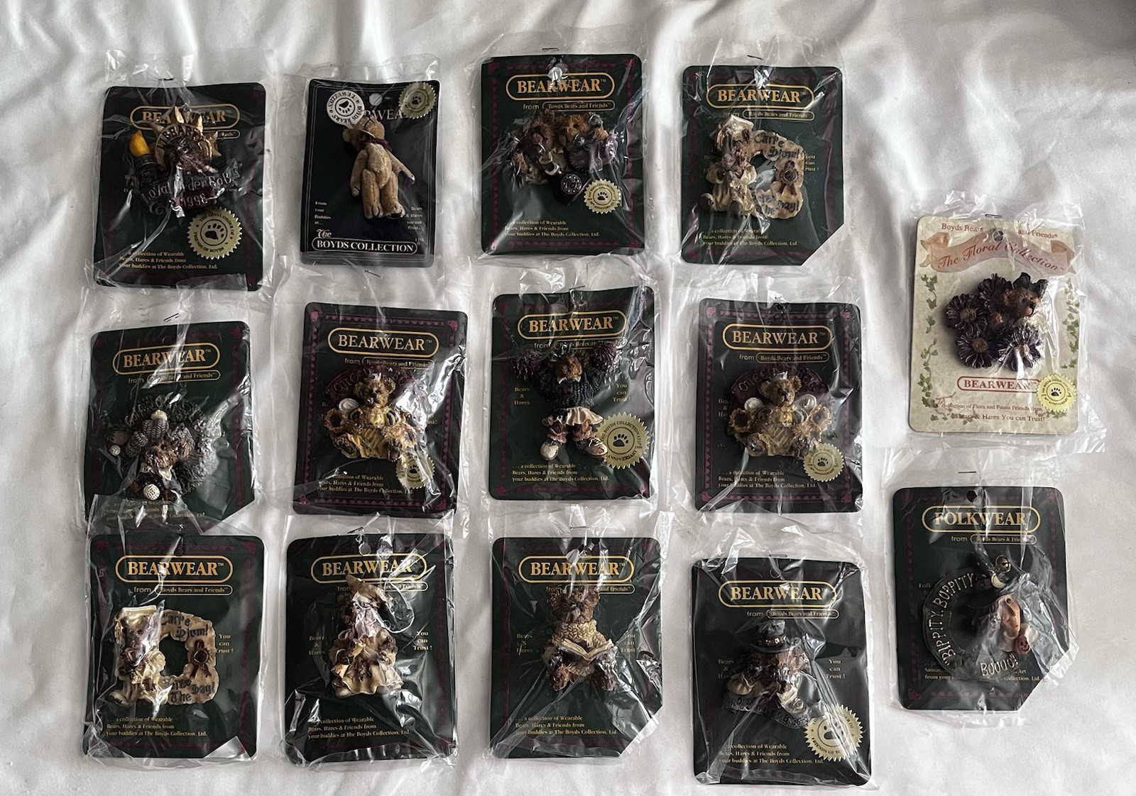 Boyds Bears & Friends Vintage Enamelled Bear Lapel Pin Collection Lot of 14
