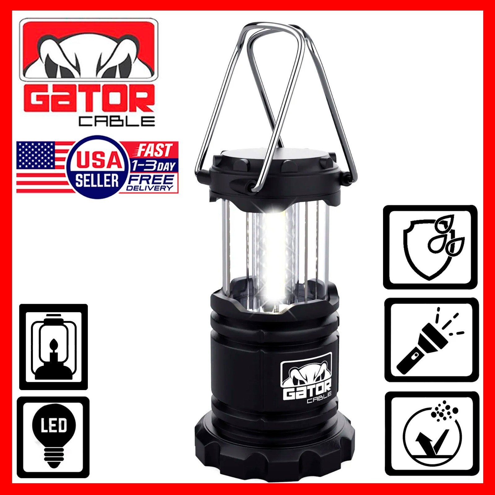 2-Pack Camping LED Bright Emergency Lantern Light Lamp Portable Battery Powered