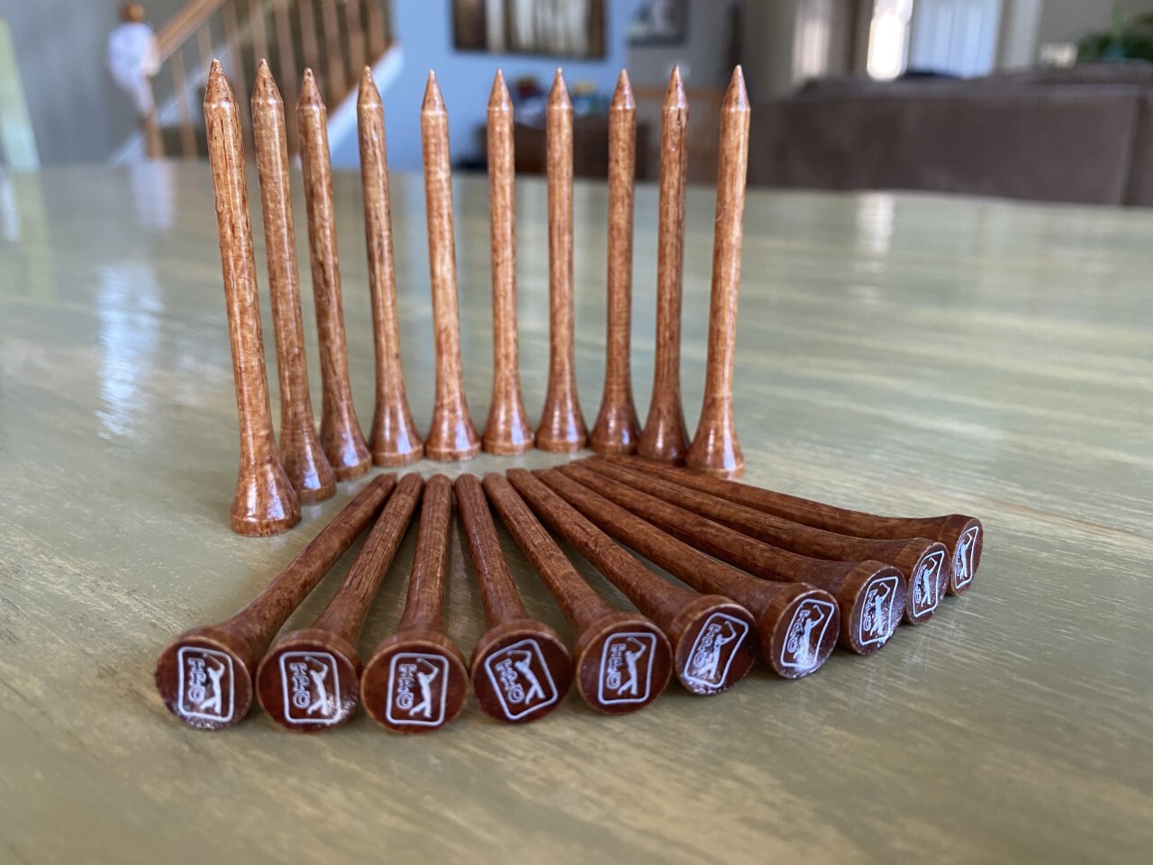 The TPC Las Vegas 2 3/4" Oak Stained w/ White Logo Golf Tee Lot of Ten (10) Tees