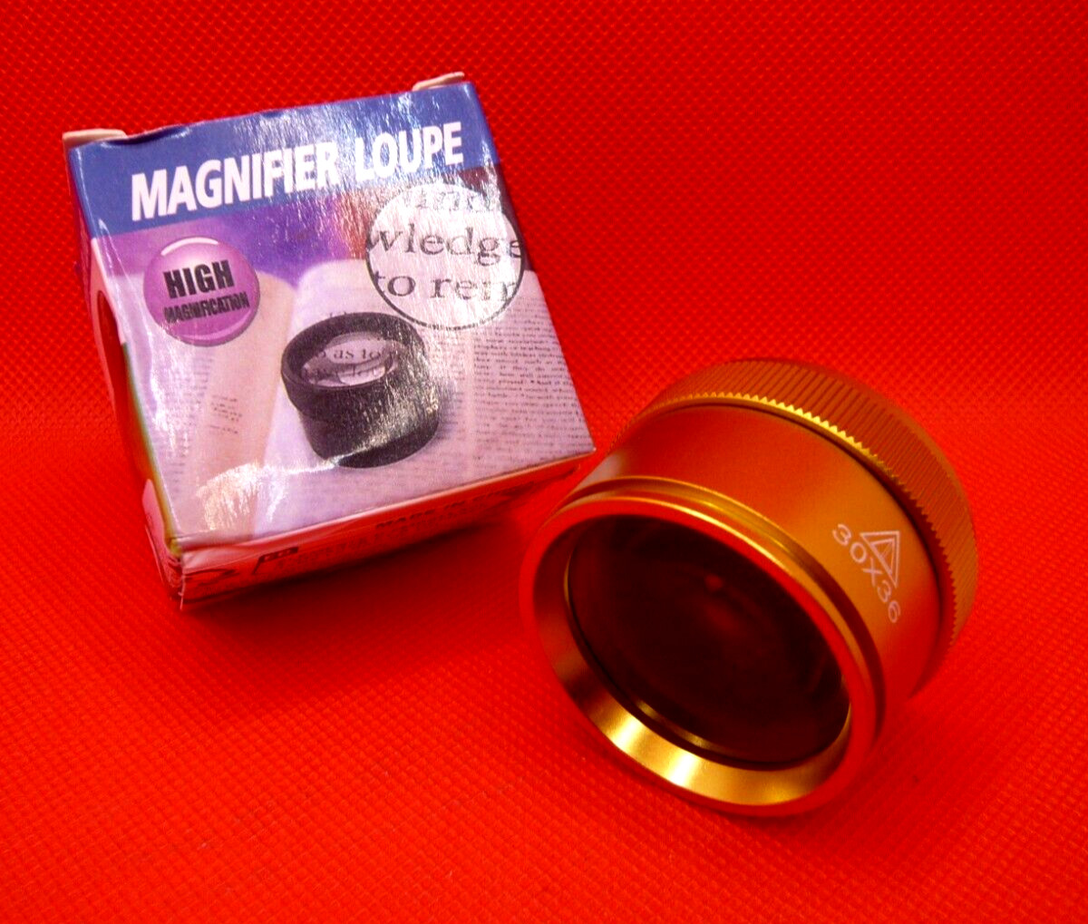 Anodized Black or golden steel 30X36 mm Magnifier  Loupe. High Quality Glass