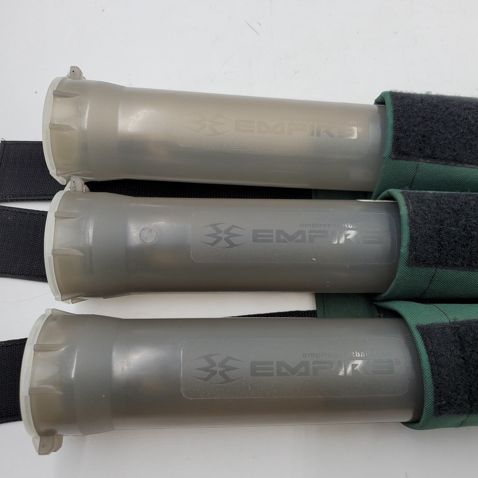 Empire Paintball 140 Round Guppy, Clear Tube Lot of 3 in Molle Green Bandolier